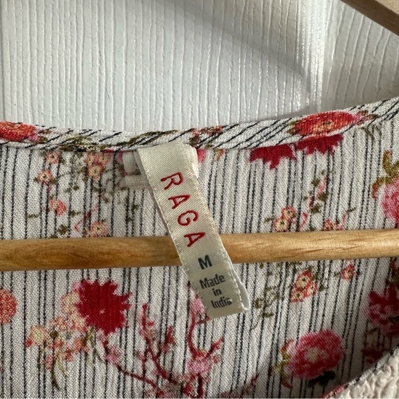 Raga Anthropologie Blouse Floral Boho Tassels Flowy Hippie Oversized Size Medium - Picture 6 of 8